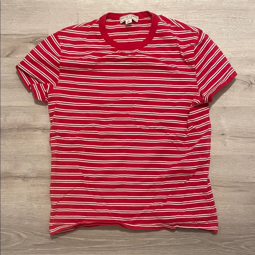 Red and White Striped Men's Tee Wallace and Barnes by J Crew Medium